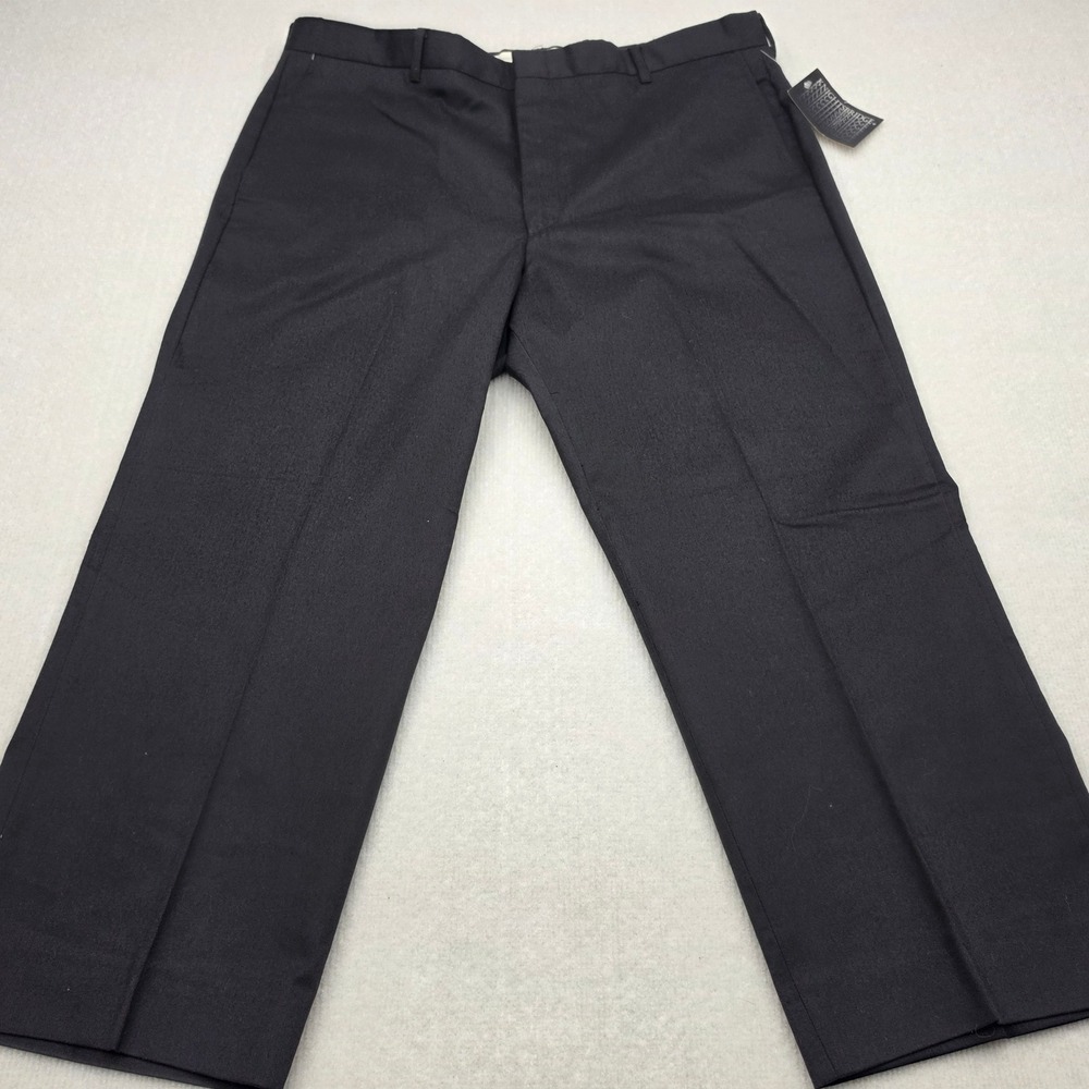 NWT Knightsbridge Dress Pants Mens 39x25 Black Flat Front Straight Leg Trousers